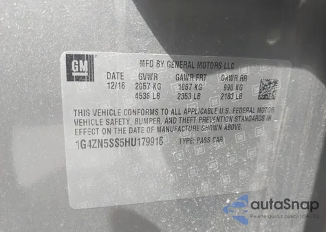 2017 Buick Lacrosse Preferred z USA, uszkodzony, nr VIN 1G4ZN5SS5HU179916